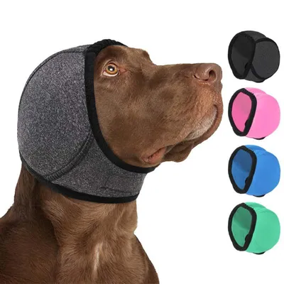 Produktbild von Geräuschreduzierende Ohrenschützer für Hunde - Beruhigende Haube gegen Angst und Stress, Ideal für Feuerwerk & Donner，Grey M