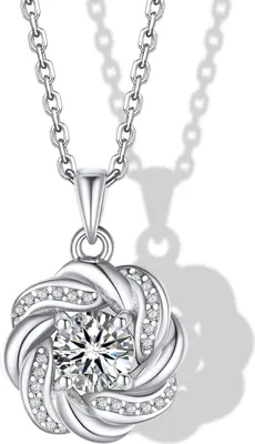 Produktbild von Moissanit Halskette Damen 925 Sterling Silber mit Anhänger 1 Karat Diamant Schmuck