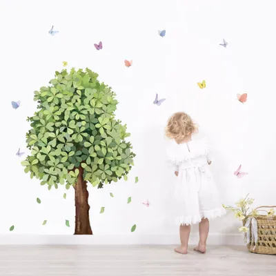 Produktbild von Muursticker "Großer grüner Baum" - Wandsticker für Kinder - Wanddekoration für Wohnzimmer - Wanddekoration für Schlafzimmer - Wanddekoration für Kinderzimmer - Freundliches Vinyl