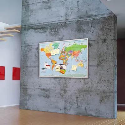 Produktbild von XXL Weltkarte Pinnwand aus Kork 90x60 cm inkl. Rahmen & 20 Markierungsnadeln – Hängende Reisekarte, Wanddeko & Geschenk für Globetrotter
