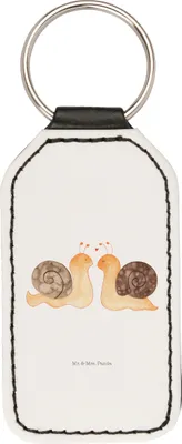 Produktbild von Mr. & Mrs. Panda Schlüsselanhänger Schnecken Liebe - Weiß - Geschenk, kunstleder, Freund, anhänger für schlüssel, Mit Spruch, Verliebt, glücklich, Zufrieden, Paar