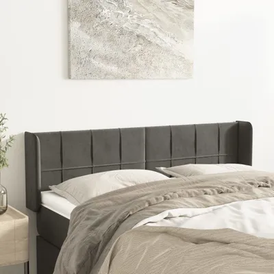 Produktbild von Kopfteil mit Ohren Dunkelgrau 147x16x78/88 cm Samt