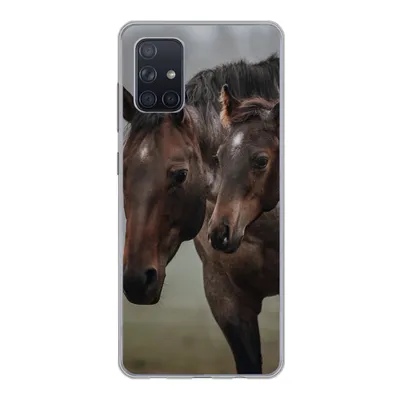 Produktbild von MuchoWow® Handyhülle Schutzhülle Hülle für Samsung Galaxy A51 Pferde - Nebel - Landschaft Silikon Softcase Handy Hülle - Schutzabdeckung