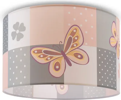 Produktbild von Deckenlampe Kinder Pendelleuchte Kinderzimmer Stoffschirm Rund Bunt Baby E27