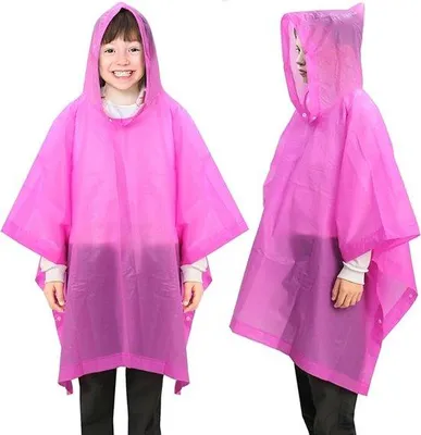 Produktbild von Famanu Regenponcho für Kinder, 2-Pack, leicht, wasserdicht, große Kapuze