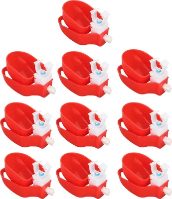 Immagine prodotto di 10 abbeveratoi automatici per polli, autoregolanti, con griglia, in plastica, per polli, anatre, oche e conigli