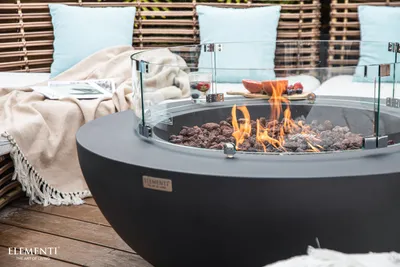 Produktbild von Elementi Gasfeuerstelle "Lunar" in Beton-Optik anthrazit 107 x 107 x 40 cm (L x B x H)