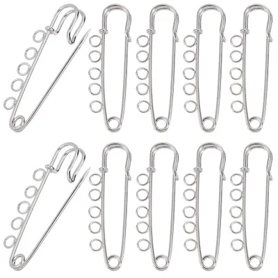 30er-Pack silberne Sicherheitsnadel-Broschen, 5 Löcher, 5 cm