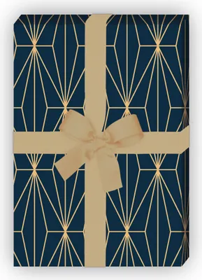 Produktbild von Elegantes Art Deko Geschenkpapier mit grafischem Muster, blau - G11832, 32 x 48cm