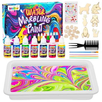 Immagine prodotto di Set per bambini per la marmoffiatura con acqua, 7 colori e istruzioni
