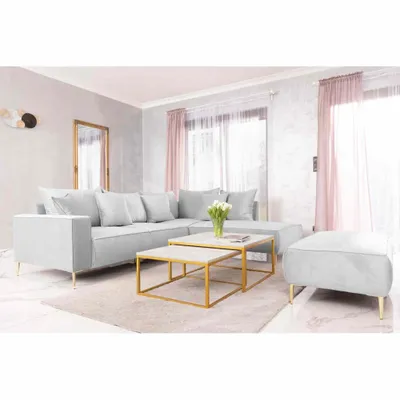 Obrázek produktu pro FurMeb24 ECKSOFA TIVOLI s funkcí spaní a lůžkem 270 x 220 cm SVĚTLE ŠEDÁ - pravá strana