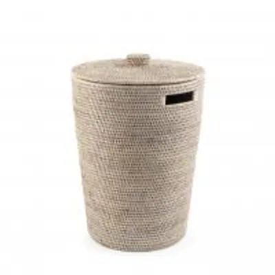 Immagine prodotto di H&H Portabiancheria Rattan Bianco Con Coperchio Cm 35XH47