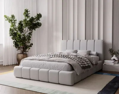 Obrázek produktu pro Čalouněná postel 160x200 FATUMATA 1 s úložným prostorem - světle šedá