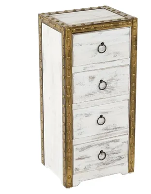 Produktbild von Kommode Duran, Schubladenkommode, 4 Schubladen 70x33x26cm Shabby-Look Vintage - weiß