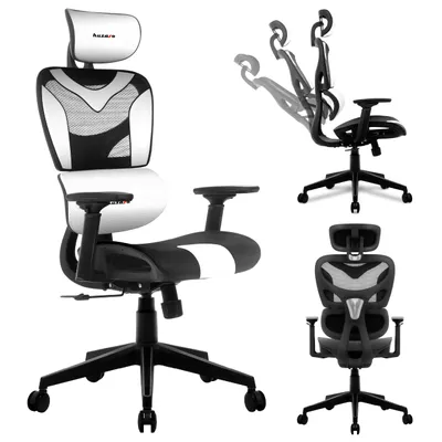 A collage of images showing a gaming chair from different angles and demonstrating its reclining feature.
