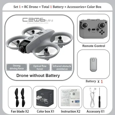 Immagine prodotto di CZ06 - Mini drone quadricottero RC - Telecamera FPV Wi-Fi da 480P - Sistema di prevenzione degli ostacoli - Posizionamento ottico - Autonomia di volo 5–10 min - Portata 100 m - Luci LED