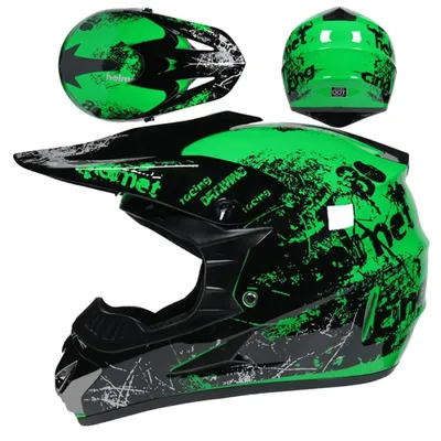 Immagine prodotto di Casco integrale, motivo floreale, traspirante e resistente agli urti, motivo floreale verde, taglia XL