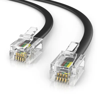 Produktbild von CSL - 15m Telefonkabel - RJ11 auf RJ11 - RJ11 Modularkabel 6P4C Westernkabel - 2x RJ11 Stecker mit Flachkabel für Telefondose Modem Router Fax ISDN DSL VDSL Internet Weiß – Schwarz