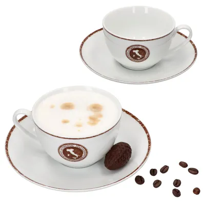 Zdjęcie produktu dla Zestaw 4 filiżanek do cappuccino, autentyczny włoski produkt + podstawki, pojemność 200 ml