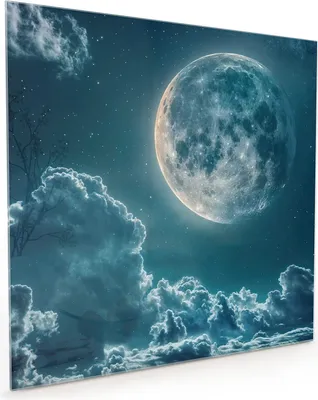 Produktbild von Küchenrückwand Spritzschutz Glas mit Motiv Mond über Wolken 40 x 40 cm