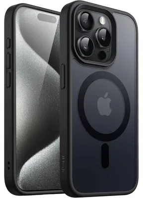 Immagine prodotto di Custodia protettiva per iPhone 15 Pro da 6,1 pollici, compatibile con MagSafe, finitura opaca, colore nero