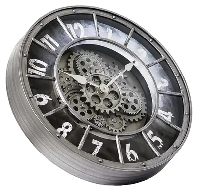 Image de Grande horloge murale avec engrenages mobiles et chiffres romains