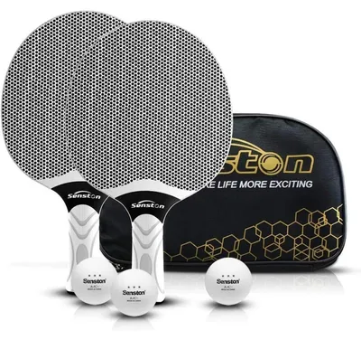 Produktbild von Tischtennisschläger Set für 2-4 Spieler, Verbundgummi, Grau