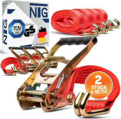 Produktbild von 2 x Spanngurt Zurrgurte 4m 5t ( 2500 / 5000 daN, KG ) Zweiteilig 50mm
