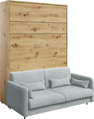 Produktbild von Furniture24 Schrankbett mit sofa Bed Concept 140x200 cm Lenart Bett im Schrank Klapbett Artisan Eiche/Grau
