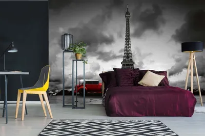 Produktbild von Vlies Fototapete EIFFELTURM MIT RETRO AUTO 375 x 250 cm (inkl. Kleister) - Vlies Tapete, Wandtapete, Wandbilder - Tapete für Wohnzimmer Schlafzimmer, Büro, Küche - Montagefertig