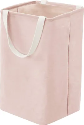 Image de A. Panier de rangement rectangulaire en tissu, forme de cube, couleur rose pâle