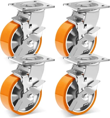 Produktbild von 125 mm Schwerlastrollen mit Bremse, Tragkraft 1800 kg, 360° drehbar, 4er-Set