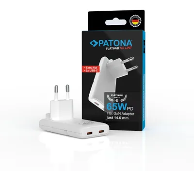 Produktbild von PATONA GaN PD65W USB-C Ladegerät Dual-Port weiß