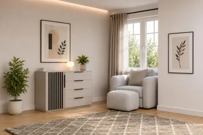 Zdjęcie produktu dla Komoda Torino Kashmir czarne lamele 120 x 48 x 89 cm