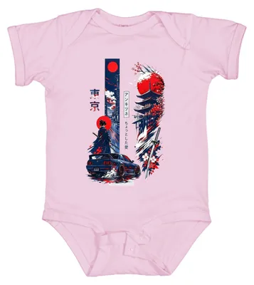 Produktbild von Tokyo JDM Samurai Auto Drift Pagode Sakura Katana Japan Y2K Nippon Baby Body, Pink, 6/12
