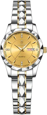 Produktbild von Watch Für Damen, 3ATM Wasserdicht Kalender diamantförmiges Analoge Quarz Paaruhren Damenuhren Edelstahlarmband Uhr mit leuchtende Zeiger