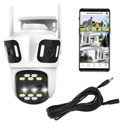 Obrázok produktu pre Bezpečnostná kamera, bezdrôtová, trojoká, rozlíšenie 9 MP, 360-stupňový panoramatický záber