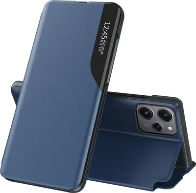 Image de Etui pour Xiaomi Redmi 12 /Poco M6 Pro 5G, étui en cuirPolyuréthaneavec fenêtre et fonction stand bleu