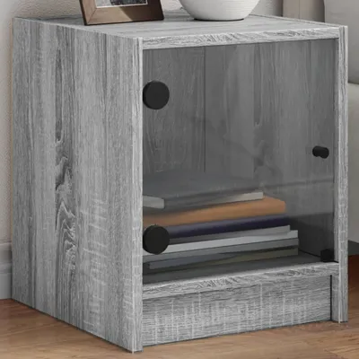Produktbild von Nachttisch mit Glastür Grau Sonoma 35x37x42 cm, Nachtkommode 836353