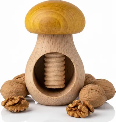 Produktbild von Nussknacker Holz Pilzform Gelb Küchenhelfer manuell