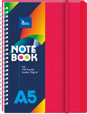 Produktbild von Kariertes Notizbuch mit PP-Einband, A5, rot, 100 Seiten
