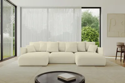 Produktbild von ALTDECOR Ecksofa in U-Form mit Schlaffunktion und Bettkasten - ONESK-U 317x177x72 cm  Beige - Corner Sofa Bett Eckcouch Couch U-Form Schlafcouch Ausziehbar Wohnlandschaft Schlafsofa Cauchsofa