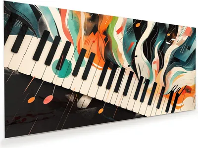 Produktbild von Glasbild 80x40cm in XXL für Wohnzimmer, Schlafzimmer Motiv Farben Klavier