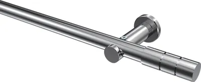 Produktbild von Interdeco Gardinenstange / Vorhangstange Chrom, Typ Platon Elanto (Rillenzylinder) ohne Ringe, 20 mm Ø 1-läufig, 240 cm