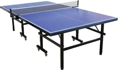 Image de Table de ping-pong - Table de ping-pong - Pliable - Utilisation en extérieur - 2 raquettes avec housse + 3 balles incluses - Bleu et noir