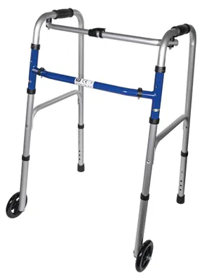 Imagen del producto de Andador multifuncional de dos ruedas FlexStep, con barra de apoyo, altura ajustable, peso máximo de 100 kg