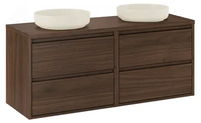 Produktbild von Doppelwaschtisch 120cm Edmé mit 4 Schubladen, Holzoptik