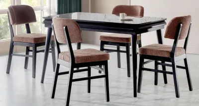 Produktbild von Esszimmer-Set 5tlg. Esstisch 4x Stühle Modern Design Schwarz Luxus Set