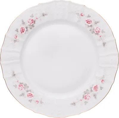 Produktbild von Thun 1794 Flacher Teller, tschechisches Porzellan, Bernadotte, 25 cm, rosa, Goldlinie, Thun