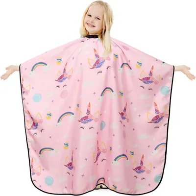 Productafbeelding van Kinder Kapperscape - Barbier Schort - Thuis Knippen - Verstelbare Halslijn - 140x100 cm - Multicolor